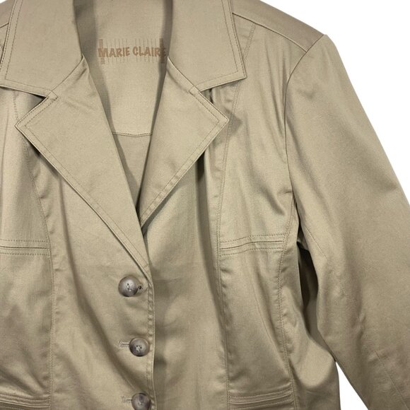 cotton blazer jacket 4 button notched lapel beige size 11 Marie Claire - Picture 6 of 15